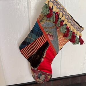 Mackenzie-Childs Festive Patchwork Holiday Stocking.  Excellent Condition!